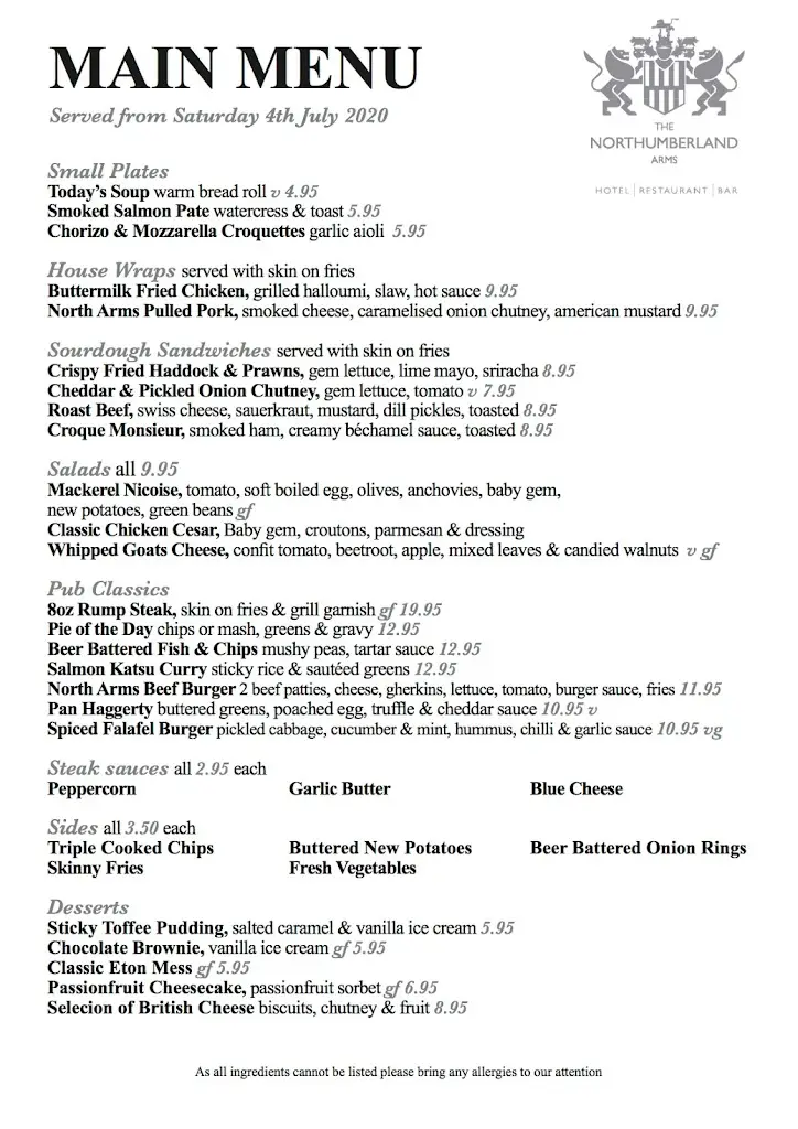 Menu_The Northumberland Arms_Felton_immagine_4