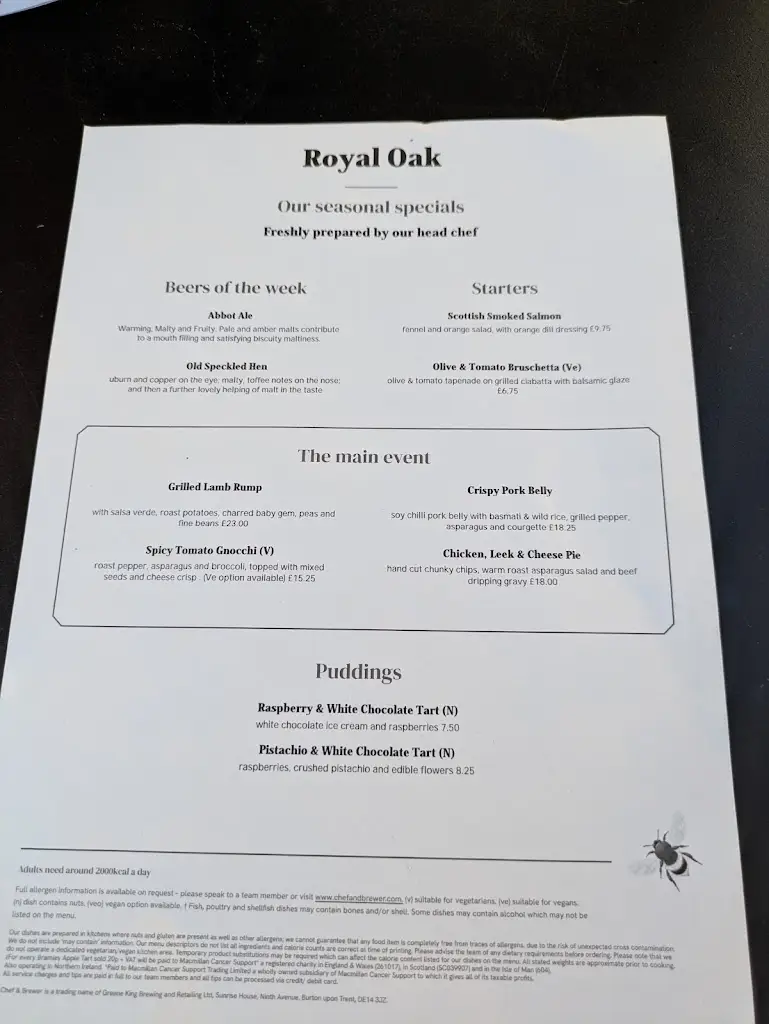 Menu_Royal Oak_Farnham Royal_image_1