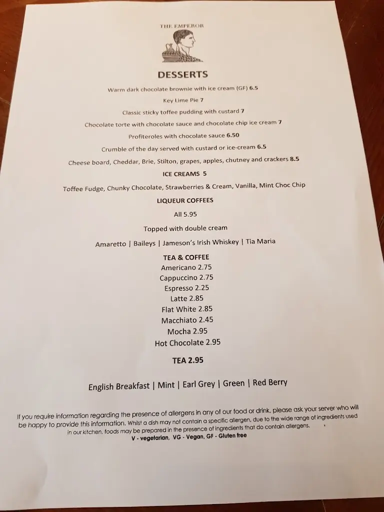 Menu_The Emperor_Farnham Royal_image_1