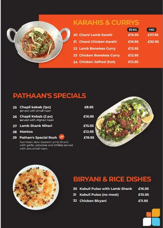 Menu_Pathaan’s Afghan and Pakistani Cuisine_Farnham Royal_image_1
