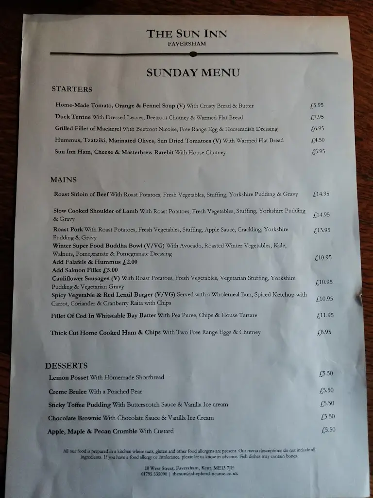 Menu_Sun Inn_Faversham_immagine_4