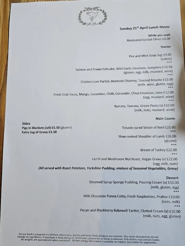 Menu_The Dove_Faversham_immagine_2