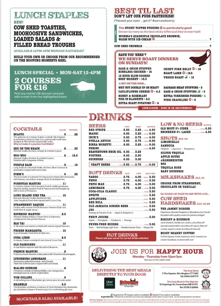 Menu_The Cow Shed at The Ship Inn_Faversham_image_1