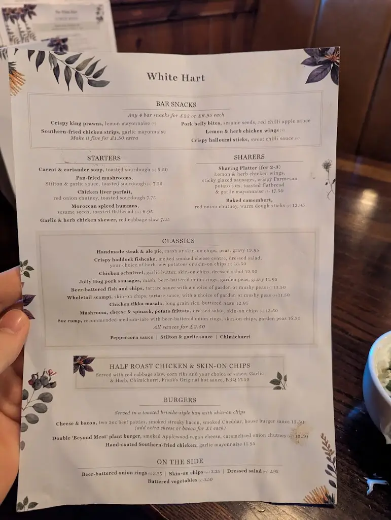 Menu_The White Hart_Fernhill Heath_immagine_1