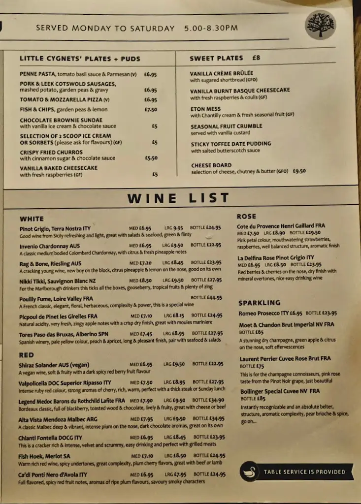 Menu_The Swan at Martin Hussingtree_Fernhill Heath_image_1