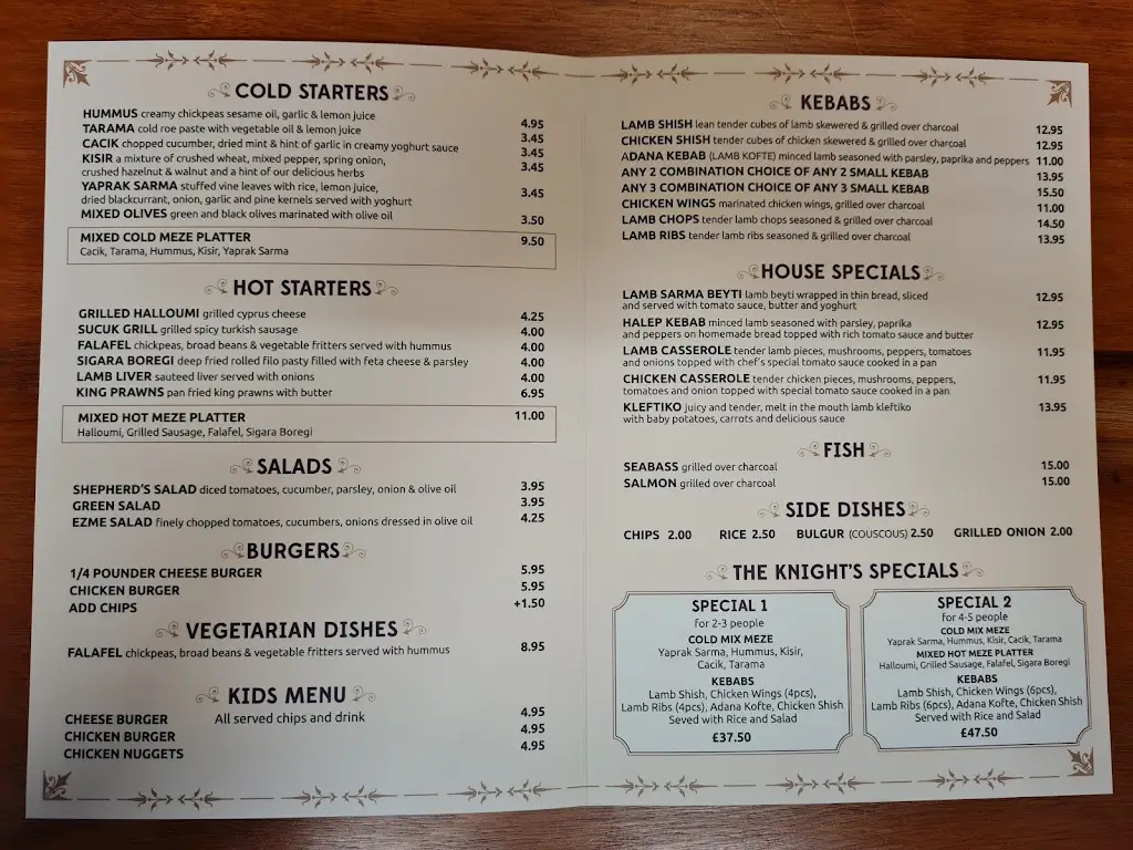 Menu_Knight of Aveley Public House_Aveley_image_1