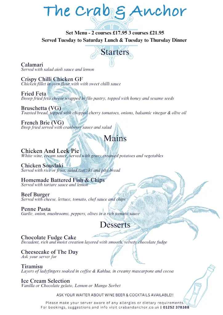 Menu_The Crab & Anchor_Farnborough_image_4