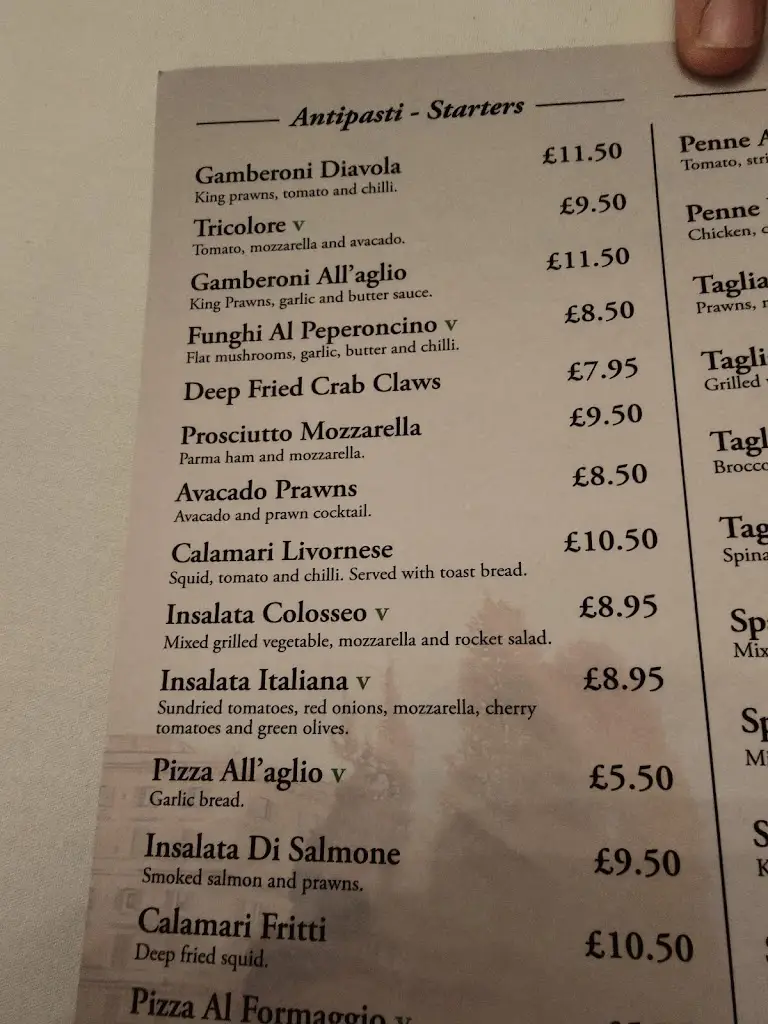 Menu_Il Colosseo_Farnborough_image_1