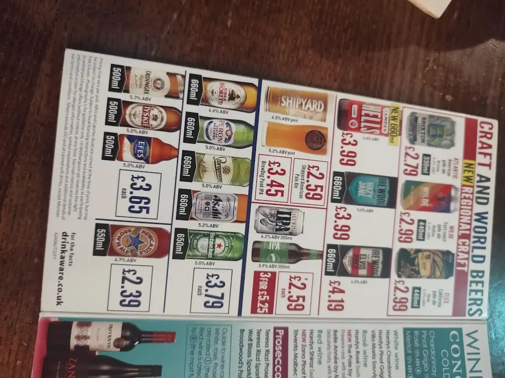 Menu_The Tilly Shilling - JD Wetherspoon_Farnborough_image_4