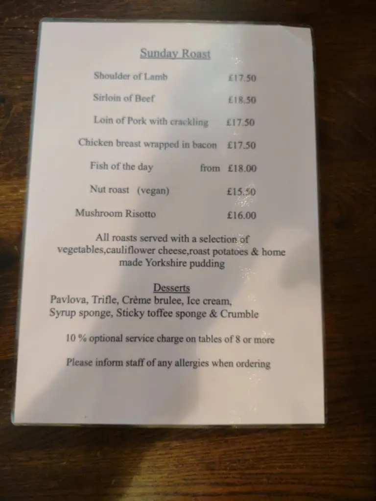 Menu_The Haywain_Aylesham_image_3