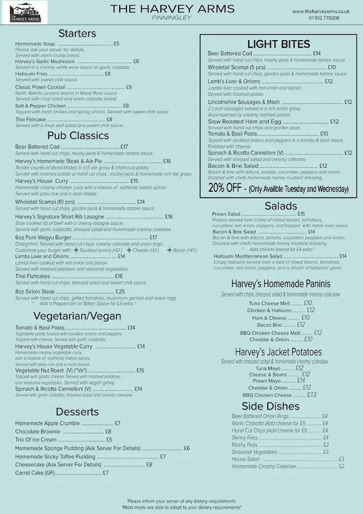Menu_The Harvey Arms_Finningley_image_4