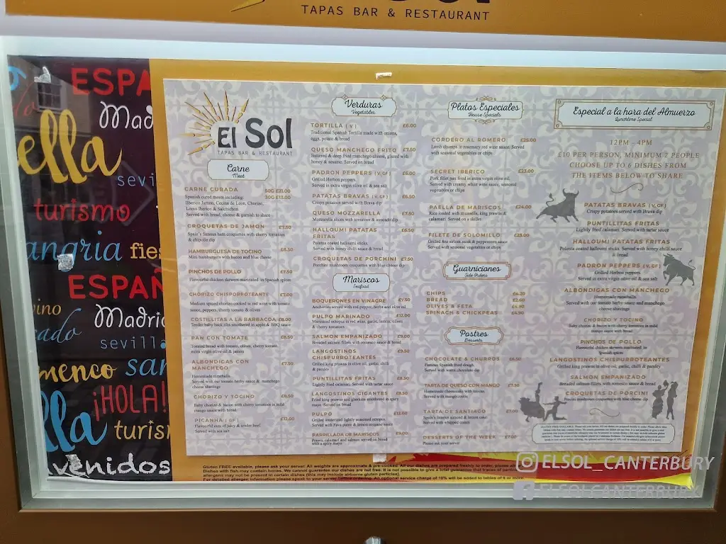 Menü_El Sol Tapas Bar & Restaurant_Aylesham_Bild_1