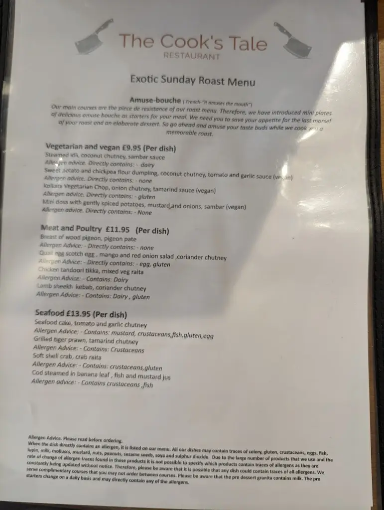 Menu_The Cook's Tale Restaurant_Aylesham_image_1