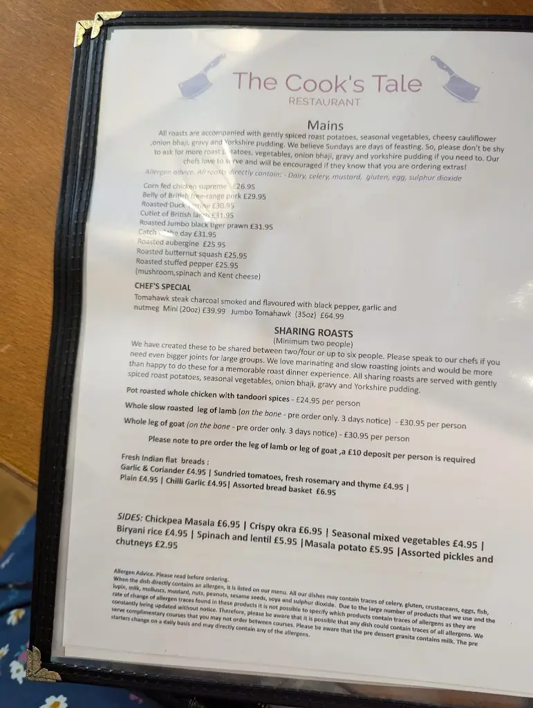 Menu_The Cook's Tale Restaurant_Aylesham_image_2