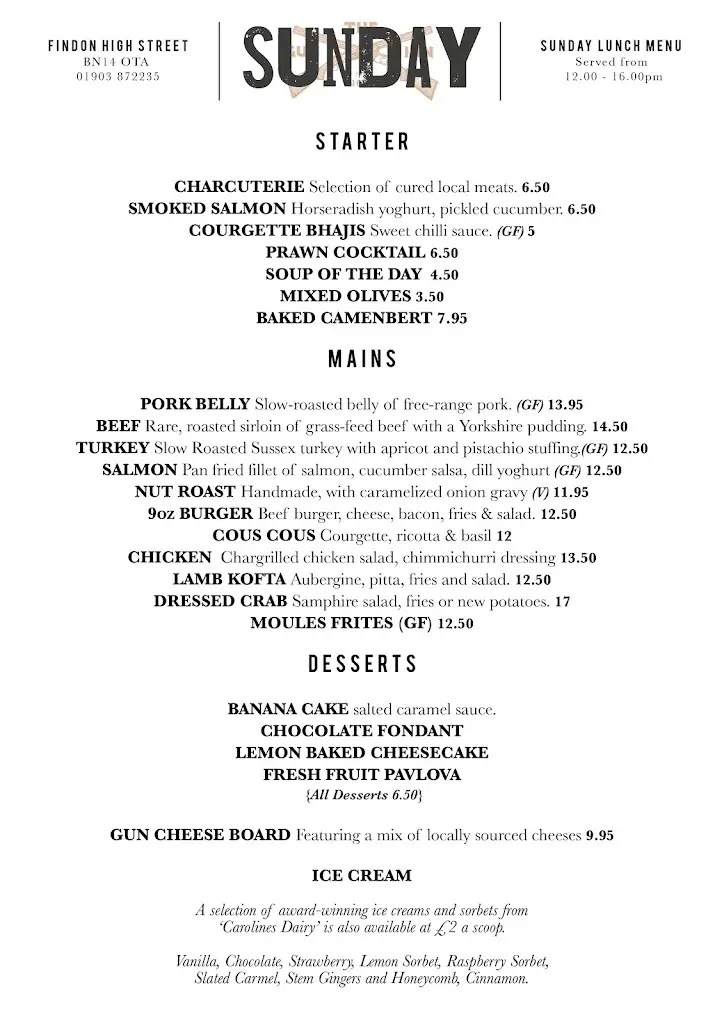 Menu_The Gun Inn Findon_Findon_image_1