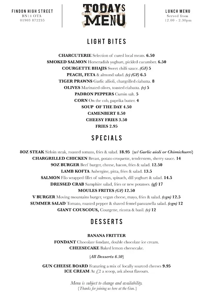 Menu_The Gun Inn Findon_Findon_image_2