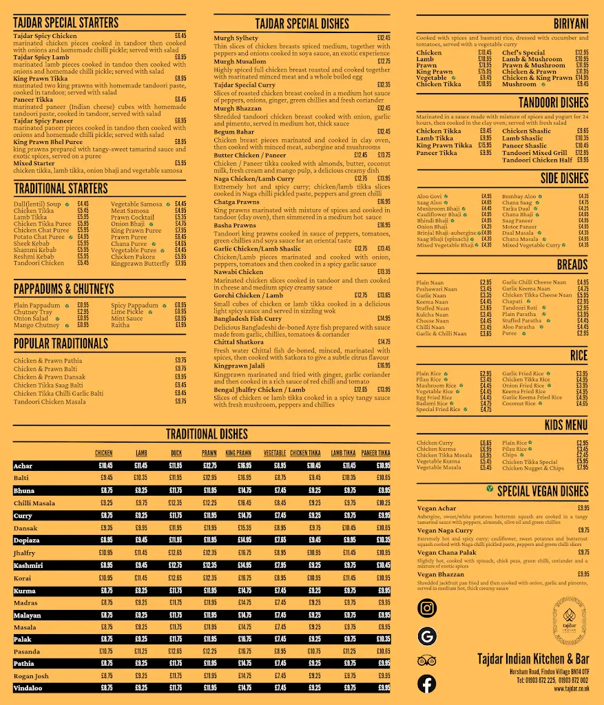 Menu_Tajdar Indian Kitchen & Bar_Findon_image_2