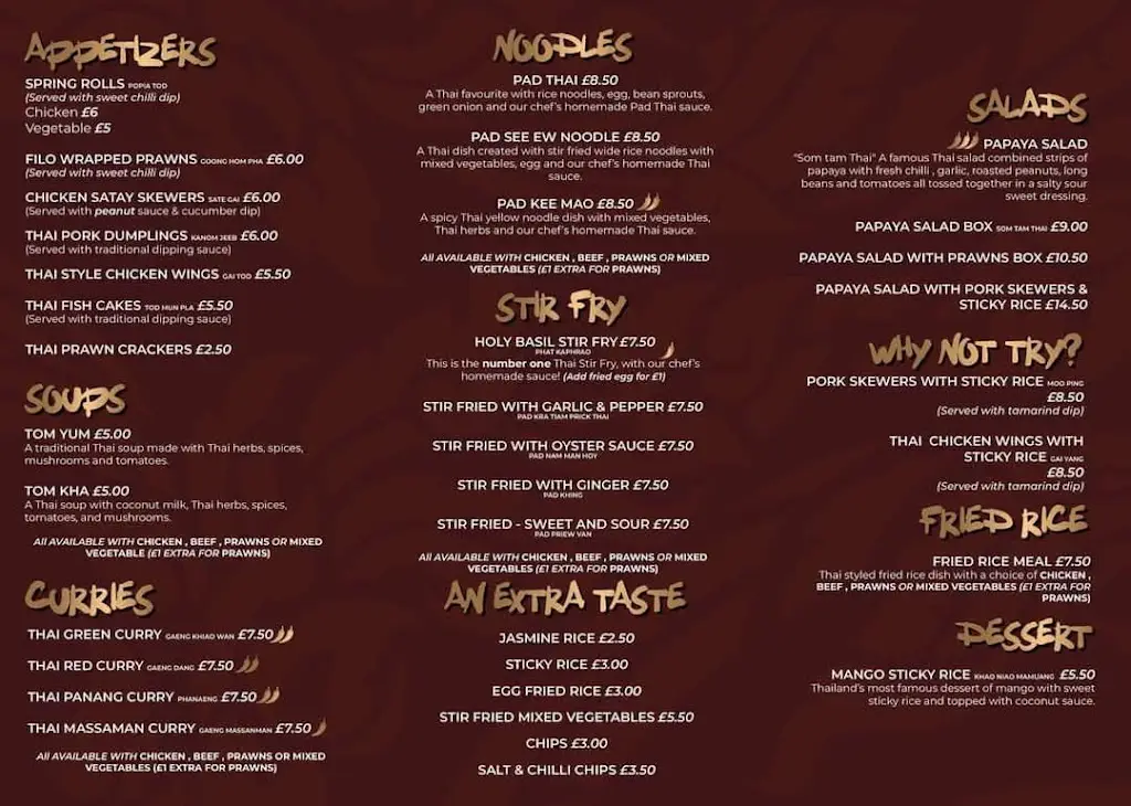 Menu_A Taste Of Thailand_Fleetwood_image_1