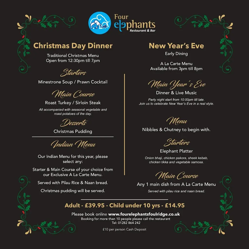 Menu_Four Elephants | Indian restaurant Foulridge_Foulridge_image_1