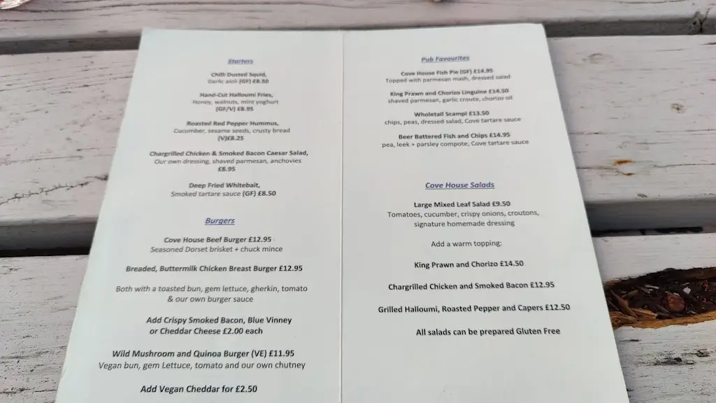 Menu_The Cove House Inn_Fortuneswell_image_1