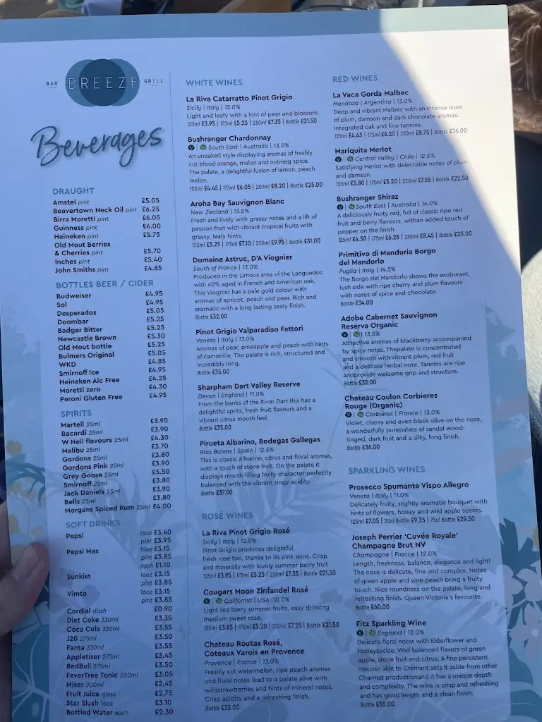 Menu_Breeze Bar & Grill_Fortuneswell_imagen_1