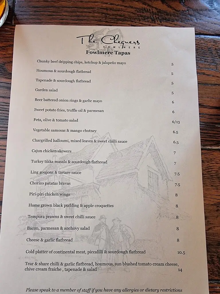 Menu_The Chequers Fowlmere_Fowlmere_image_2