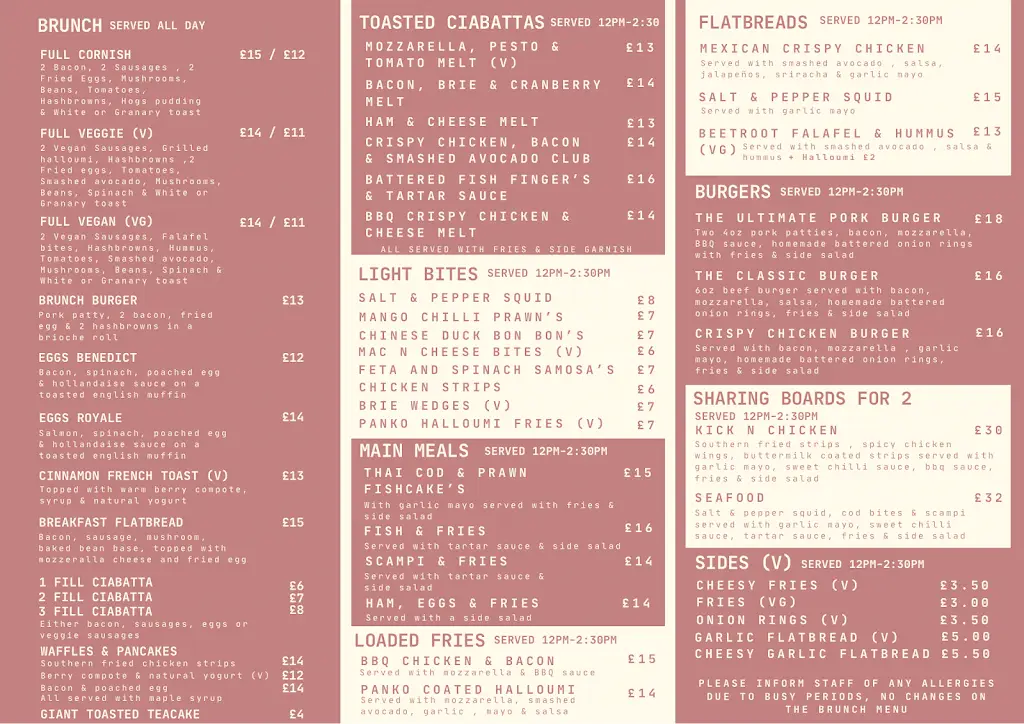 Menu_Amy's Kitchen & Bar_Four Lanes_image_1