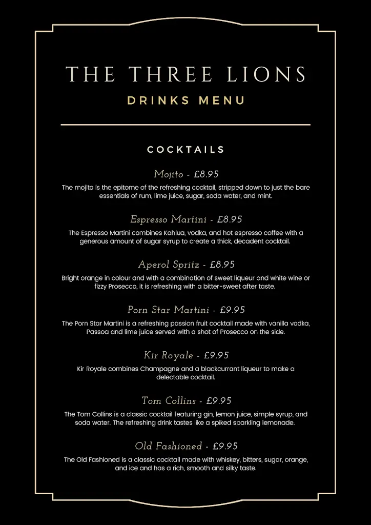 Menu_The Three Lions_Fordingbridge_image_2