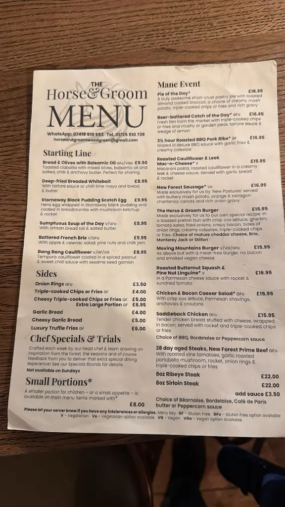 Menu_The Horse & Groom_Fordingbridge_immagine_2