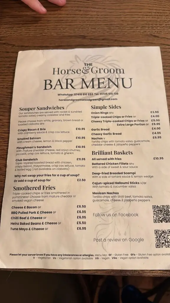Menu_The Horse & Groom_Fordingbridge_immagine_3