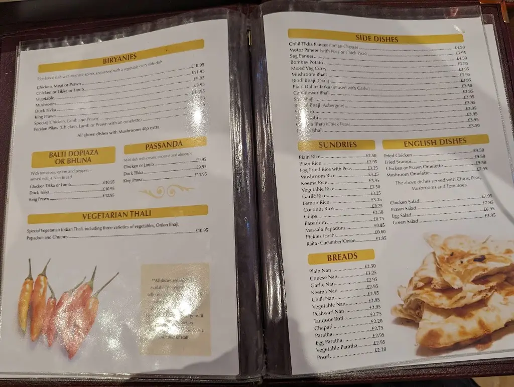 Menu_Raj of India_Fordingbridge_image_2