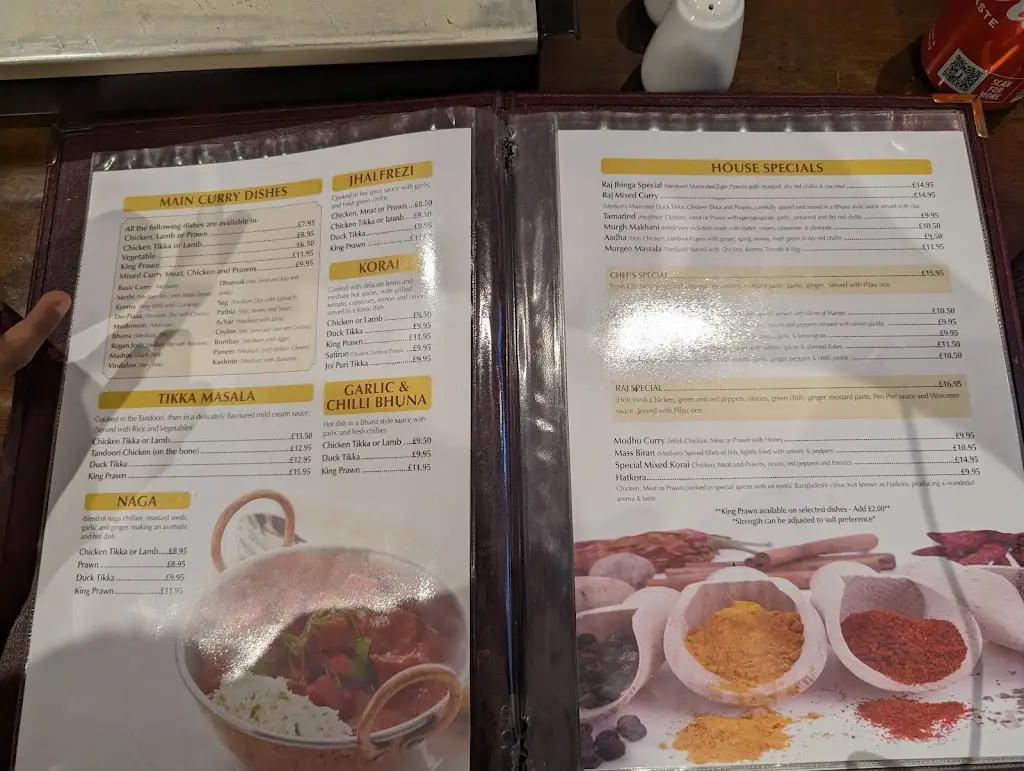 Menu_Raj of India_Fordingbridge_image_4