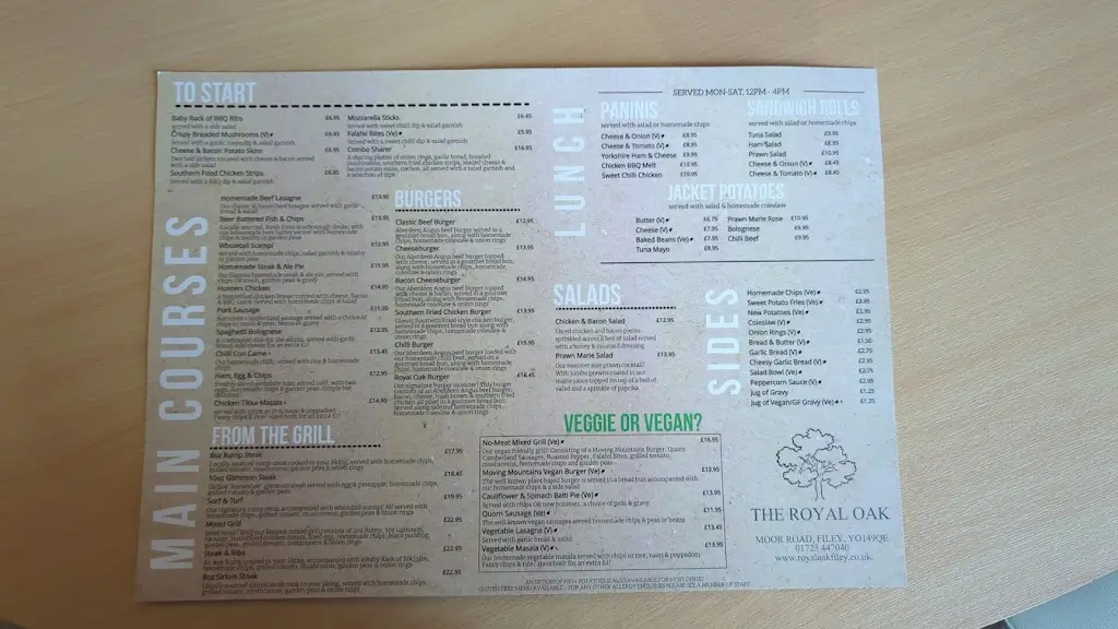 Menu_Royal Oak Pub filey_Filey_image_1