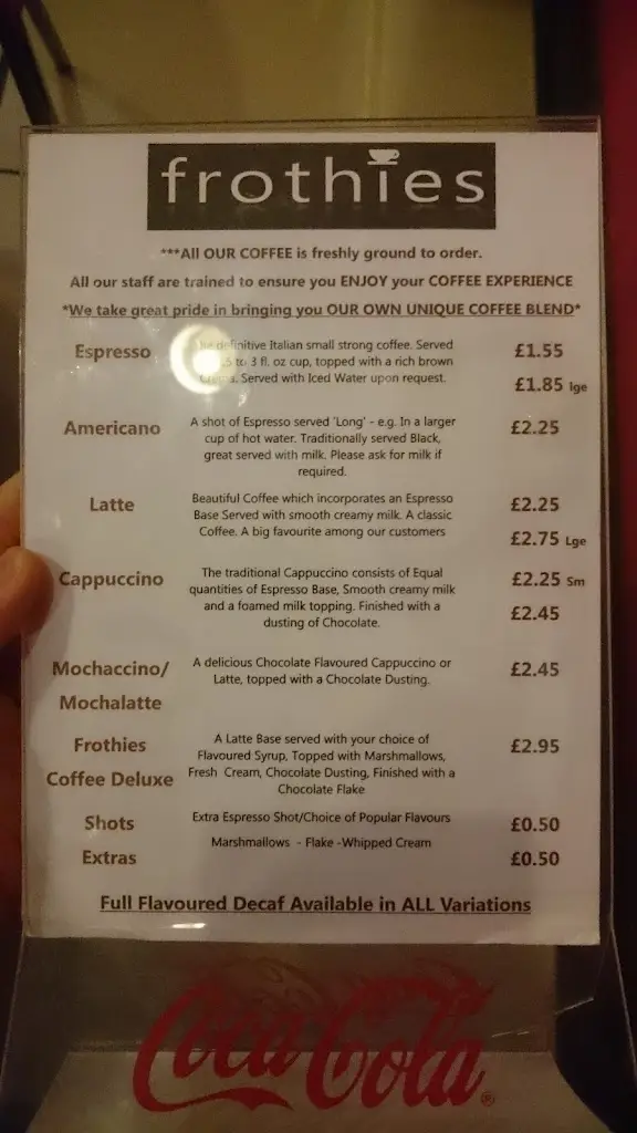 Menu_Frothies Coffee_Filey_image_1