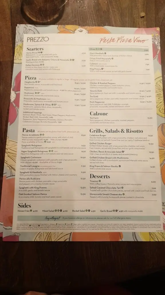 Menu_Prezzo Italian Restaurant Felixstowe_Felixstowe_image_2