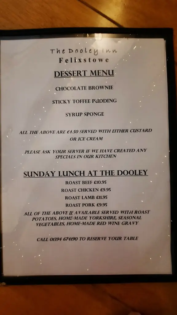 Menu_Dooley Inn_Felixstowe_image_1
