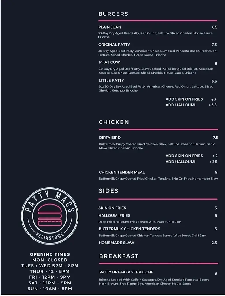 Menu_Patty Macs_Felixstowe_image_1