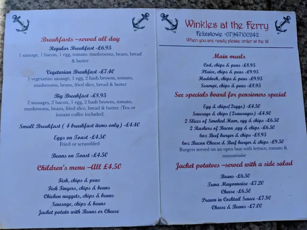 Menu_Winkles at the Ferry_Felixstowe_image_1