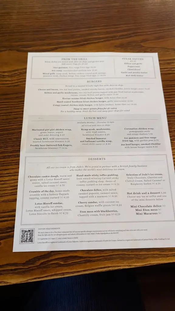 Menu_The Six Bells_Fulbourn_image_1