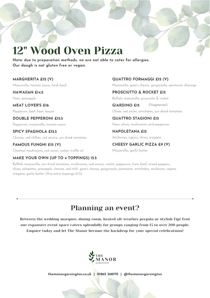 Menu_The Manor Garsington_Garsington_image_1