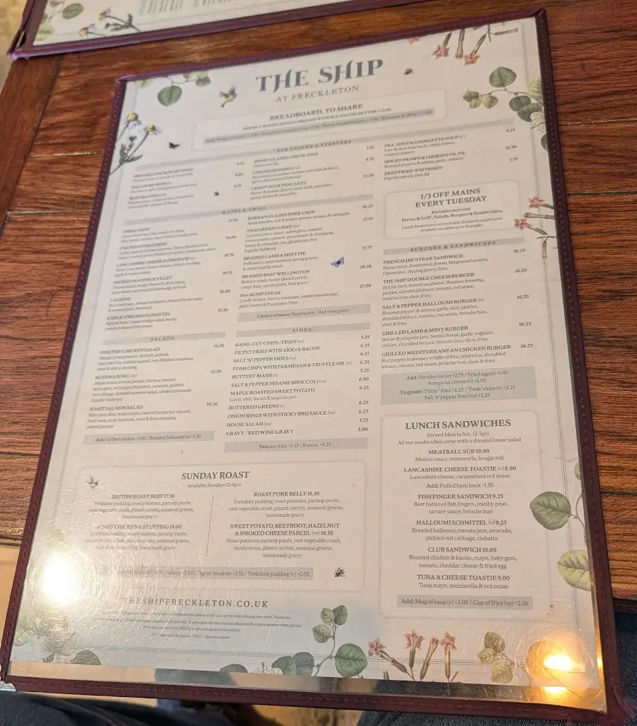Menu_The Ship_Freckleton_image_2