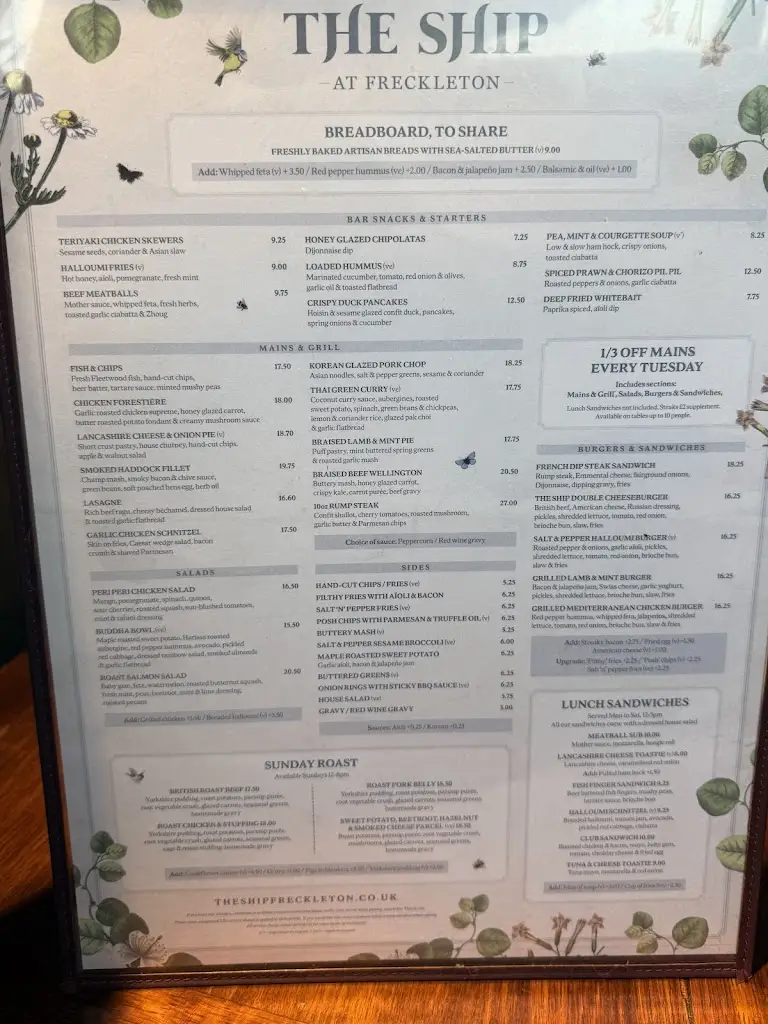 Menu_The Ship_Freckleton_image_3