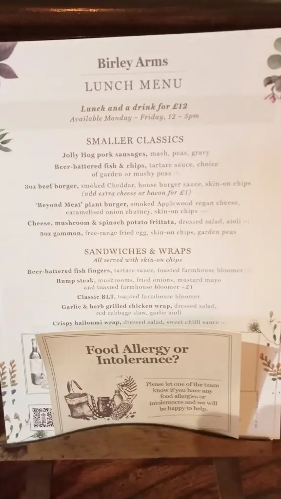 Menu_The Birley Arms_Freckleton_immagine_1