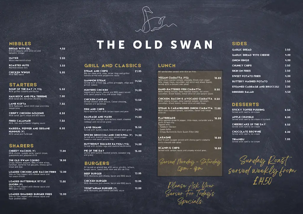 Menu_The Old Swan_Gargrave_image_1
