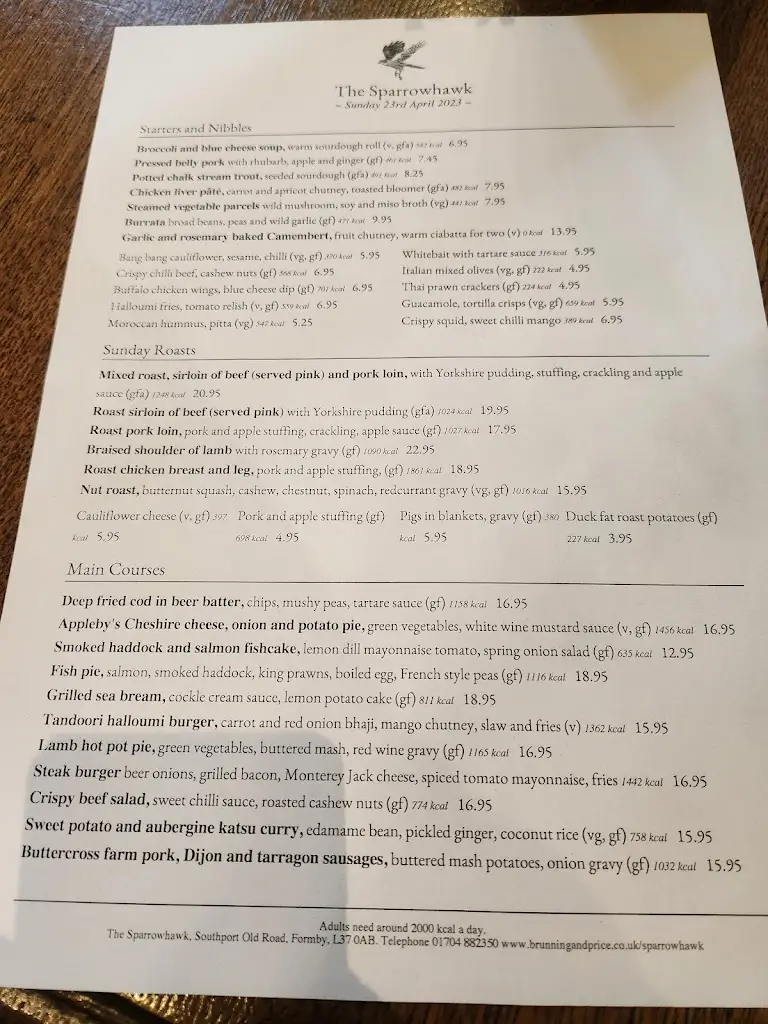 Menu_The Sparrowhawk_Formby_image_3