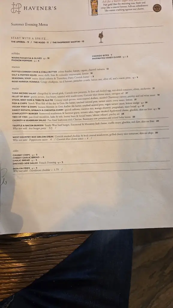 Menu_Havener's, Fowey_Fowey_image_2