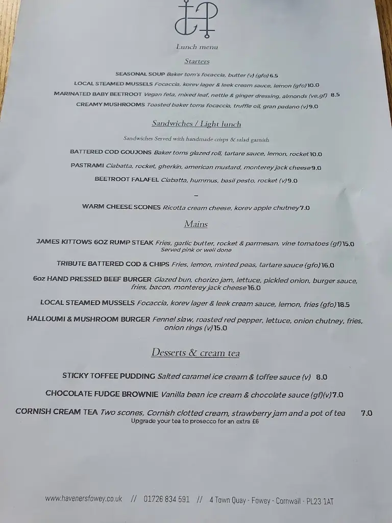 Menu_Havener's, Fowey_Fowey_image_3