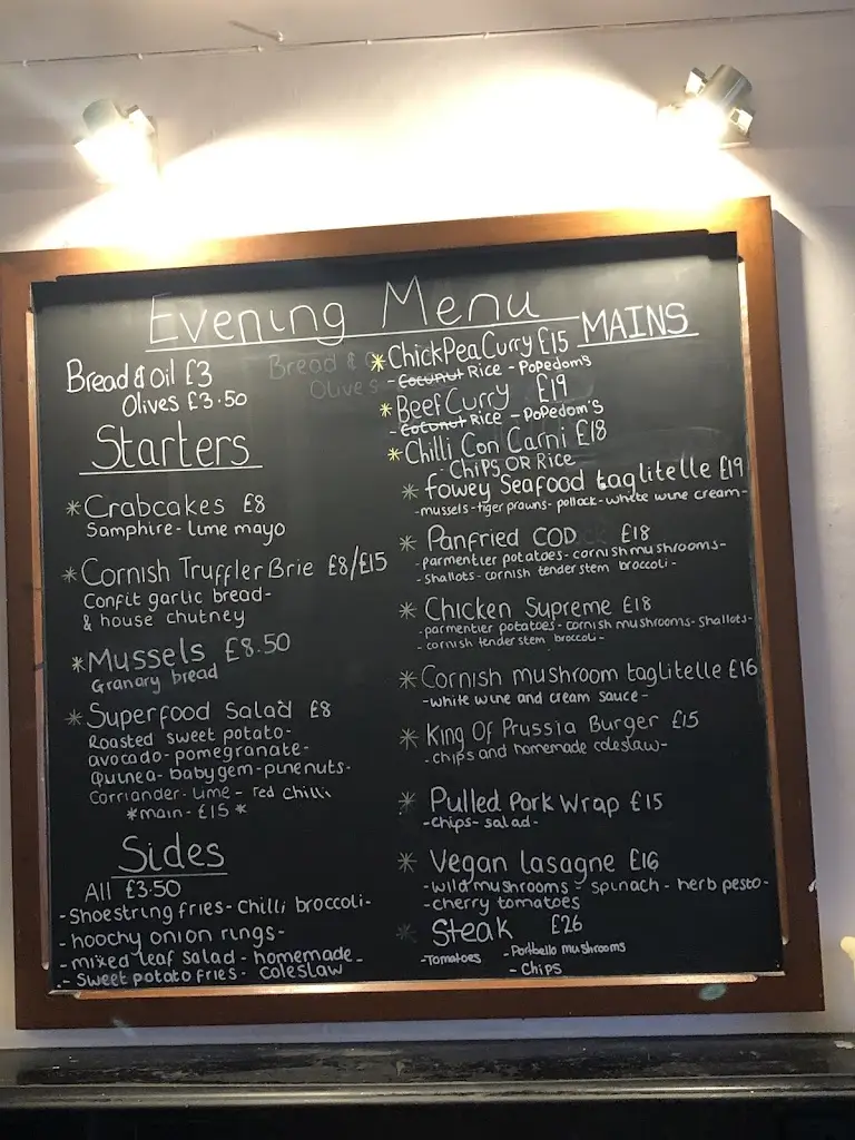 Menu_The King of Prussia_Fowey_image_3