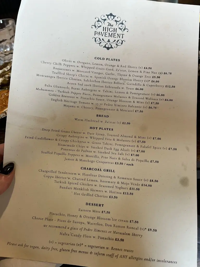 Menu_The High Pavement_Frome_image_1