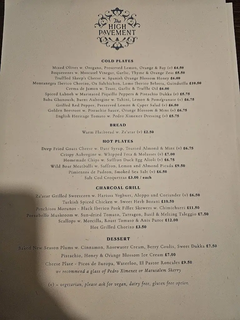 Menu_The High Pavement_Frome_image_2